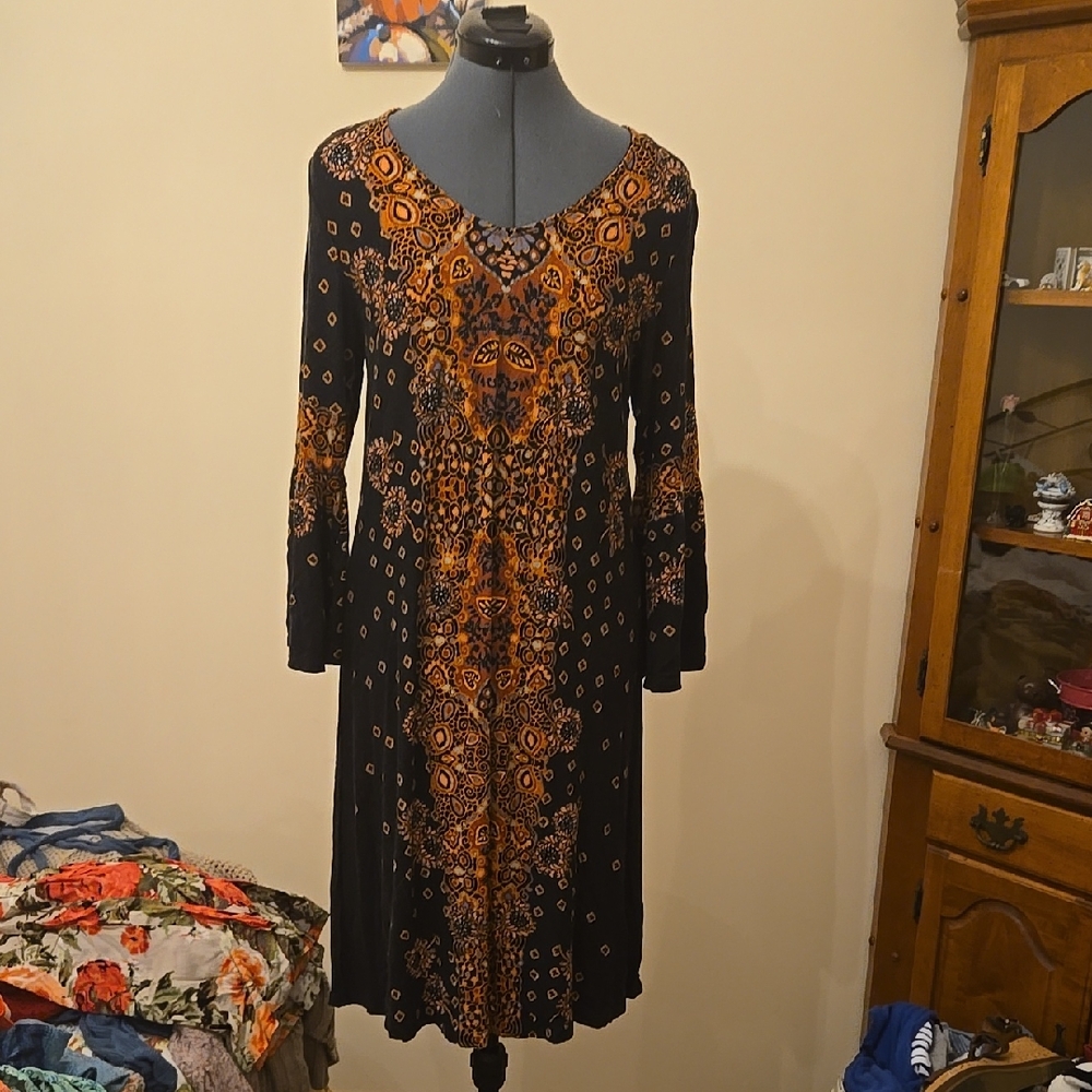 Boho Black and Orange Women's Dress